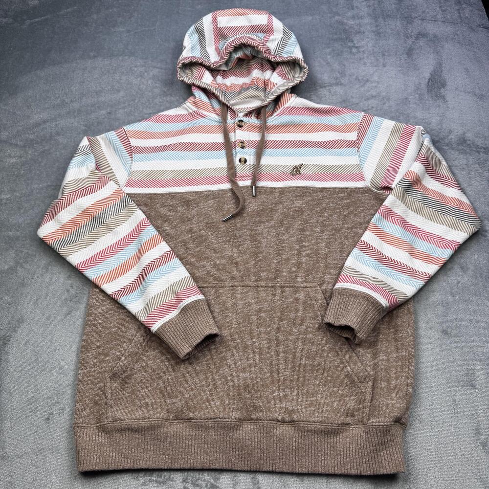 Hooey Hoodie Mens Small Brown Fleece Jimmy Henley Western Kangaroo Pocket